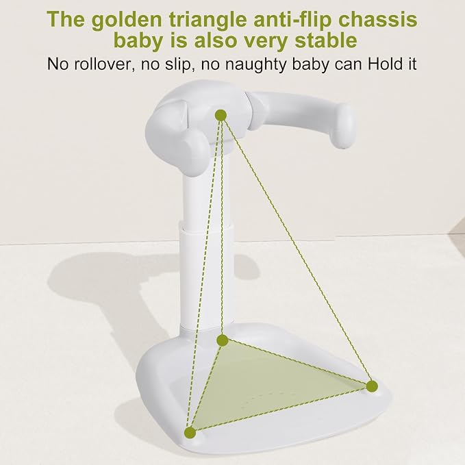 Foldable Design Baby Shower Stand with Armrest High Stability Adjustable Height Baby Shower Standing Support, Collapsible Kids Showering Rack with Head Holder Grey