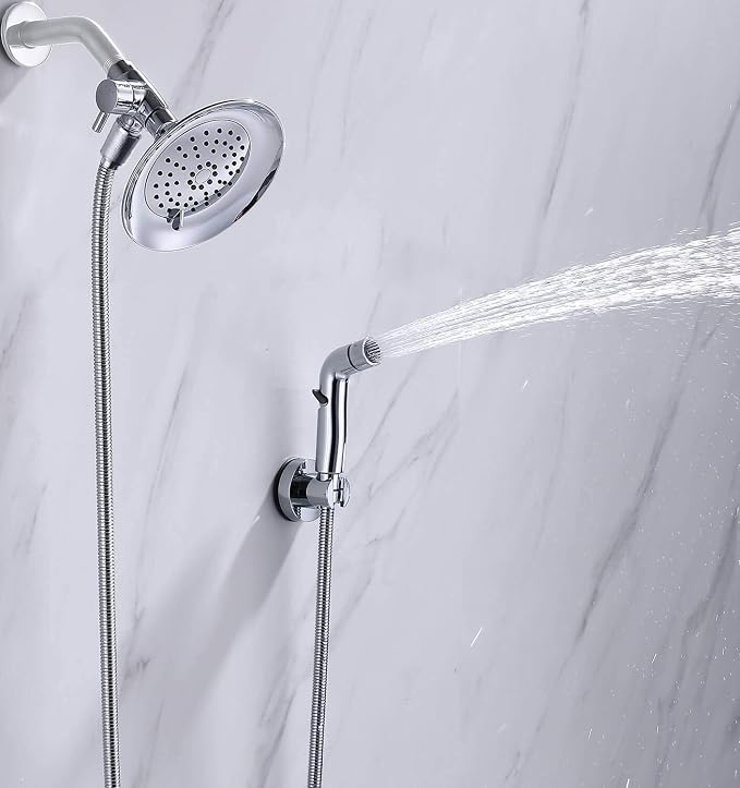 G-Promise Dog Shower Sprayer Attachment for Fast and Clean Pet Showering, Multifunctional Shower, Metal Diverter, 100 Inch Extra Long Hose, No Drill Hook, Dog Washing-Bathroom (Chrome)