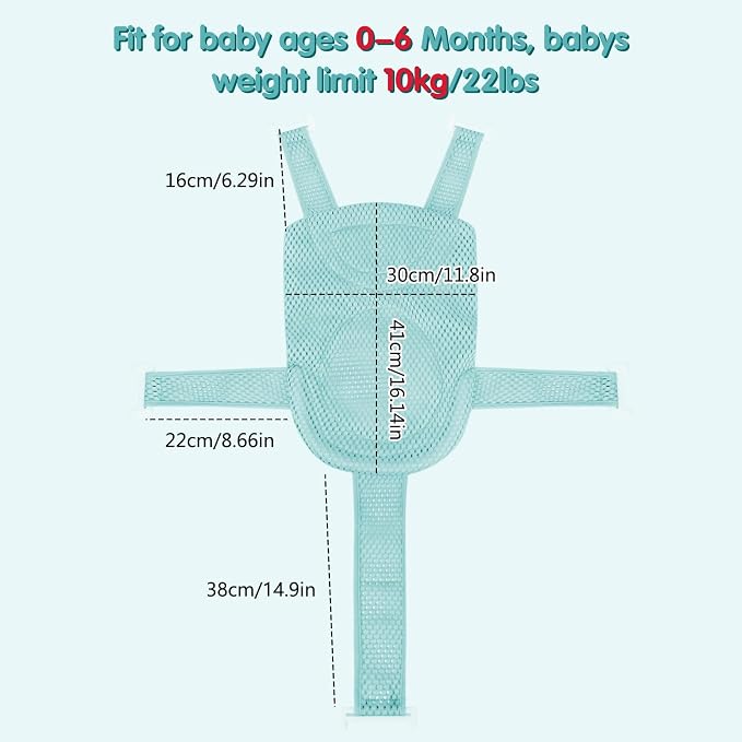 Colorlife Baby Bath Seat Support Net Infant Bathing Seat Support Mat, Adjustable Comfortable Non-Slip Five-Pointed Baby Shower Net Bathtub Sit Up Mesh for Newborn 0-12 Months-Green(No Bathtub)