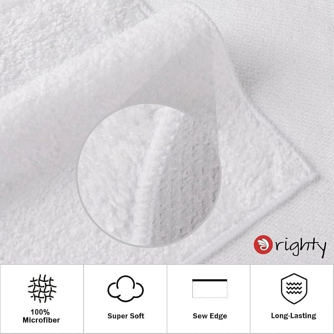 Orighty 6-Pack White Hand Towels - Quick Drying & Absorbent Microfiber Gym Towels 16x28 inches - Lightweight & Thin White Yoga Towel - Multi-Purpose Camping Towel for SPA, Hotel & Bathroom