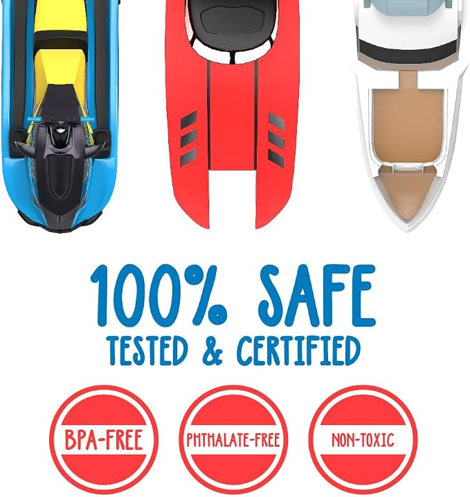 SplashEZ Boat Toy, Mold Free Bath Toys for Toddlers & Kids, No Hole Bath Toy for Bathtub, Pool, Shower for Boys & Girls