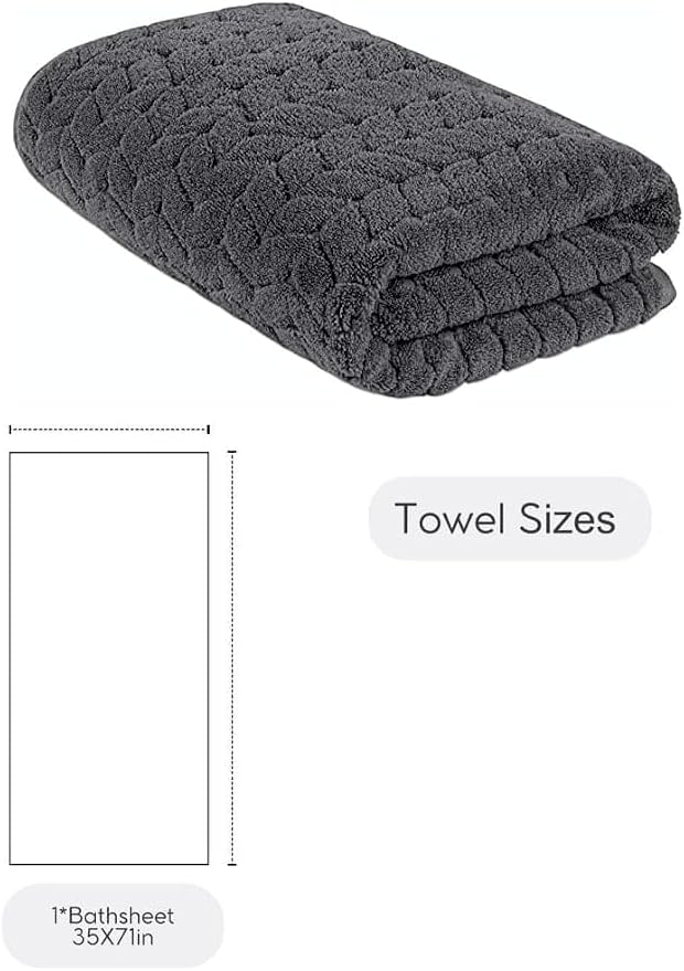 BAGNO MILANO Turkish Cotton Bath Towels, Hand Towels - Soft Plush Jacquard Collection Luxury Towels Set (Charcoal, Bath Sheet 35x70)