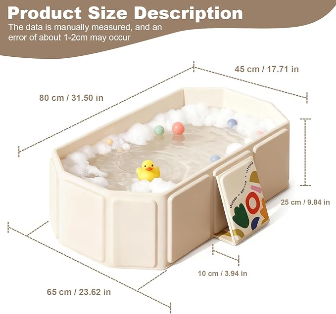 Foldable Dog Bathtub for Small to Medium Dogs & Cats, Collapsible Pet Bath Tub with Side Drain Plug, Portable Puppy Wash Tub, Rigid Panels, Fold-Flat for Carry & Storage