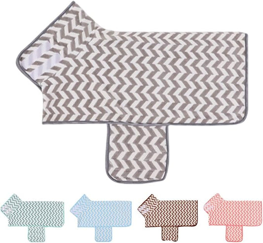 Dog Bathrobe and Drying Towel, Super Absorbent Microfiber Pet Drying Robe, Soft Coral Fleece Puppy Bath Coat with Adjustable Fastener, Easy-to-Put-On Dog Towel (Grey, S)