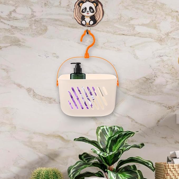 DOITOOL Kitchen Hanging Basket with Hook Plastic Storage Organizer for Shower Bathroom and Kitchen Rotatable Hook and Drainage Design for Ginger Garlic Vegetable Storage 9X5.5X5 Inches