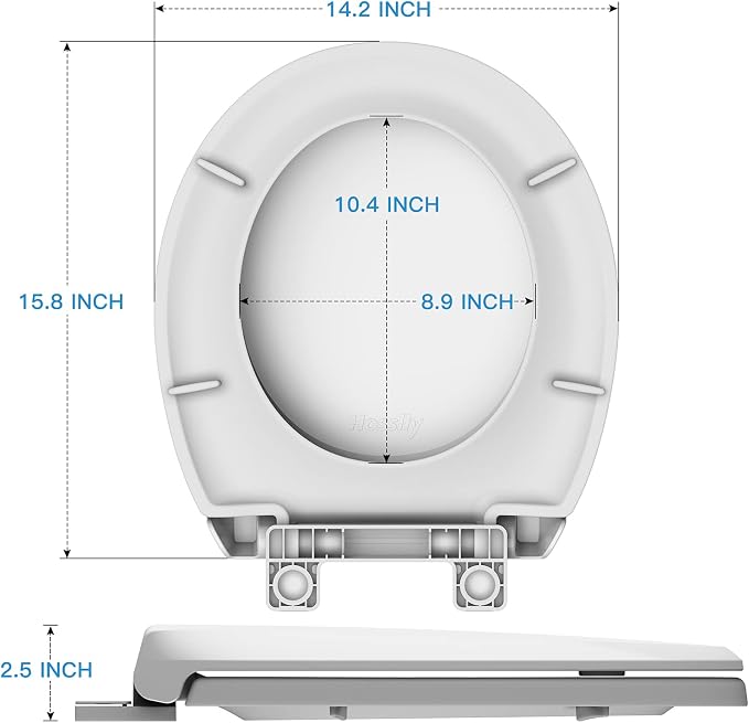 Round Toilet Seat Cover with Soft Close - Easy to Install, White Bathroom Toilet Seat Made of Tough PP Material