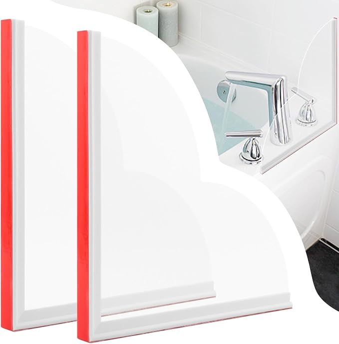 NINEFOX 2 Pack Shower Splash Guard, 9.45 X 9.45 Inches Large Splash Guards for Bathtub | Self-Adhesive Shower Corner Splash Guard to Keep Water in Shower or Bath, Shower Water Blocker from Splashing Out