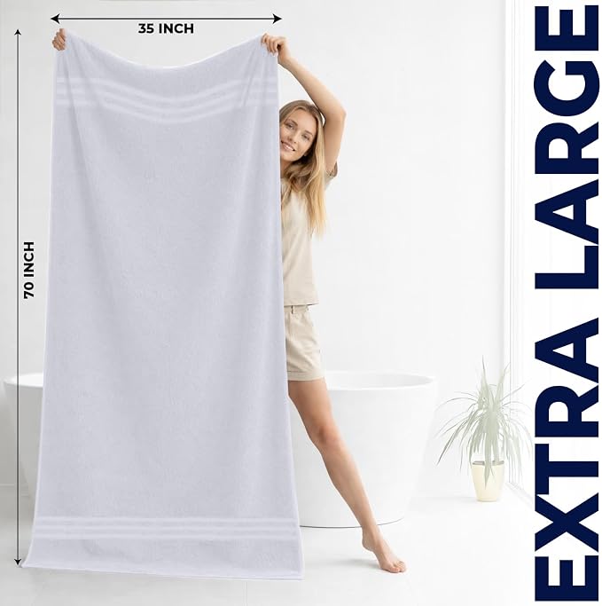 DAN RIVER 2 Pack Bath Sheets Extra Large 35x70, Large Bath Towels for Adults, XL Oversized Heavy Duty Towel Set, 600 GSM 100% Ring Spun Cotton, Soft Quick Dry, White