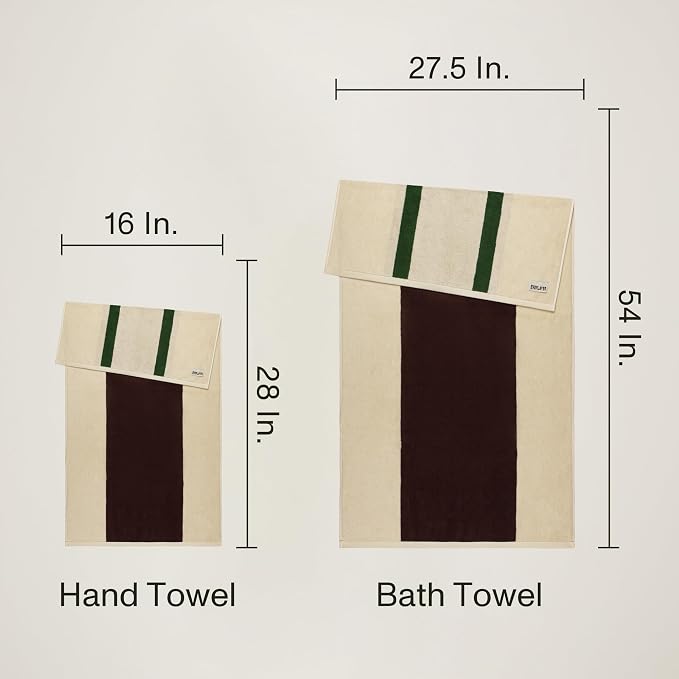 Everlayer Bath Towel Set 4 PCS, 2 Bath Towels + 2 Hand Towels, 550 GSM 100% Combed Cotton, Ultra Soft Luxury Bath Towels, Cotton Hand Towels, Made in Portugal, Wildwood Cognac - Janus