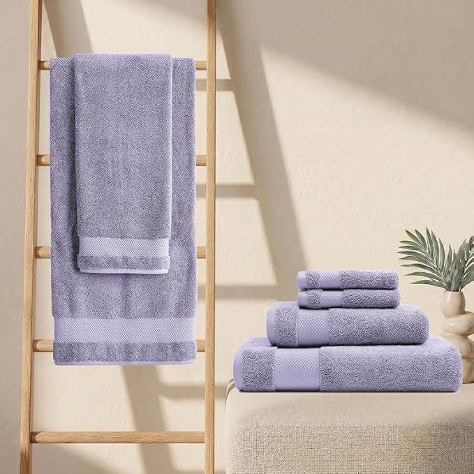 BIOWEAVES 100% Organic Cotton 700 GSM Plush Premium Washcloths 13" x 13" GOTS Certified, Face Towels Perfect for Home & Bathroom - Lavender, Pack of 12
