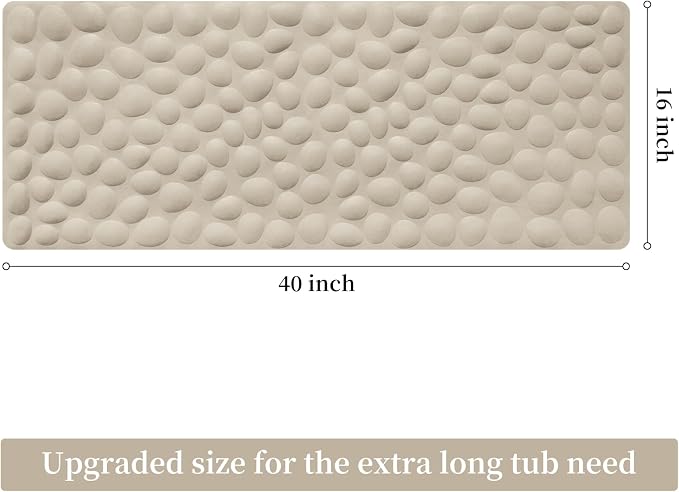 OTHWAY Bathtub Mat Non Slip, Rubber Bath Mat for Kids for Baby, 16x40 inch Large Bath Mats for Bathroom Tub with Strong Suction Cups (Brown)