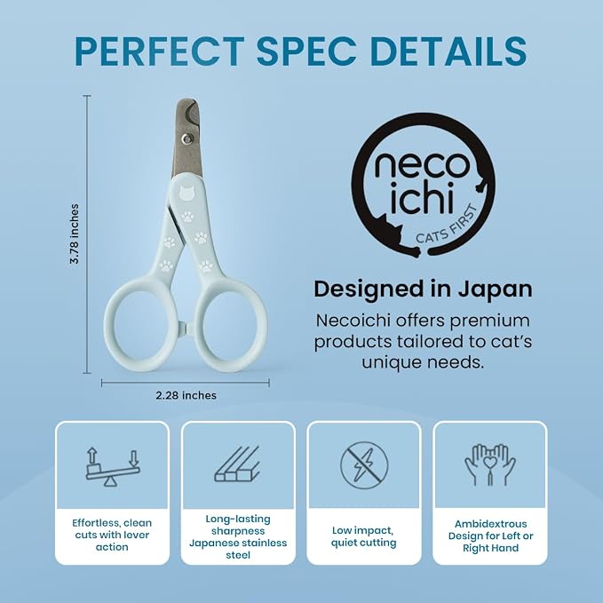 Necoichi Purrcision Feline Nail Clippers | Lever Principle Cat Nail Clipper | Butter-Smooth Cuts | Made in Japan, Seki Swordsmith Craftsman | Stainless Steel Cat Claw Trimmer for Indoor Cats (Mint)