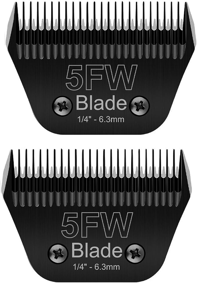 2PCS 5FW Wide Blades for Dog Grooming Compatible with Andis Clippers | Stainless Steel Clipper Blades Compatible with Oster A5,Wahl km10 for Animal Dog,Cat,Horse,Black
