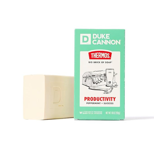 Duke Cannon x THERMOS Productivity Scent Bar Soap for Men, Large Brick Bar Soap, 10 oz
