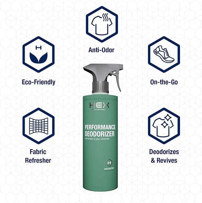 HEX Performance Deodorizing Spray, Fragrance Free, 22oz - Awesome for Shoes, Gear, Activewear & Fabrics, Yoga Mats & Gym Equipment, Carpet, Pets, Odor Eliminator & Fabric Refresher Spray (Pack of 2)