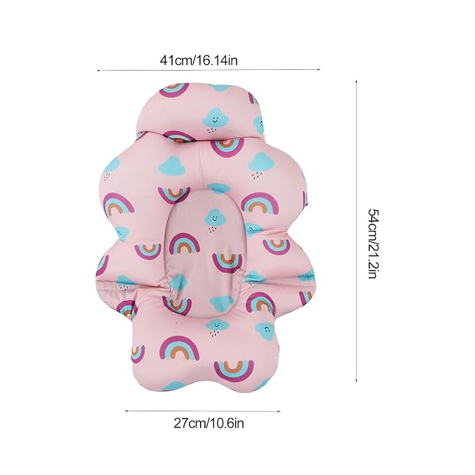 Rainbow Foldable Baby Bath Seat - Universal Floating Support Mat, Comfortable Cushion for Baby Bathtub