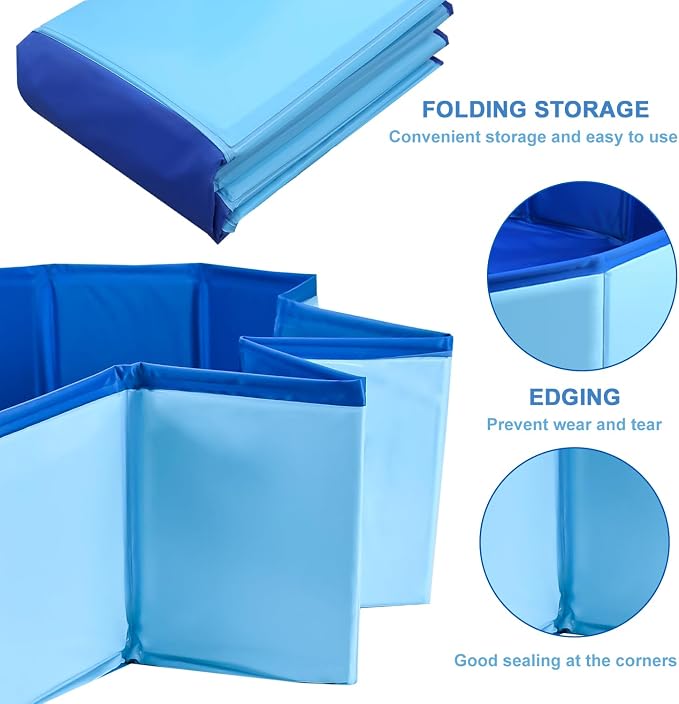 Enenes Foldable Dog Pool 24x8 Inch Portable PVC Pet Swimming Pool & Bath Tub with Drawstring Storage Bag Collapsible Ball Pit for Indoor/Outdoor Use, Puppy Bath Tub for Dogs, Cats, Puppies