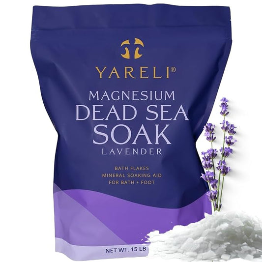 Yareli Magnesium Flakes, 15lb Lavender, Dead Sea Bath Soak, Alternative to Epsom Salt