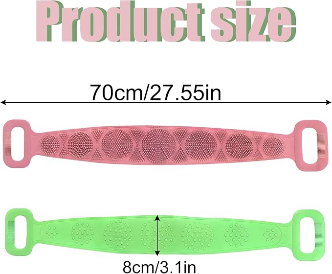 Silicone Body Scrubber for Shower,Silicone Back Body Scrubber with Handle,27.5 Inch Exfoliating Deep Clean Bath Body Brush Scrubber for Men and Women-2 PCS