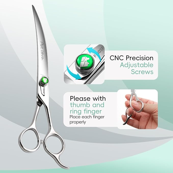 Professional Curved Dog Grooming Scissors 8'' Downward Master Curved Grooming Shears for Dogs Pet Cat Poodle 30 Degree Japanese 440C Stainless Steel