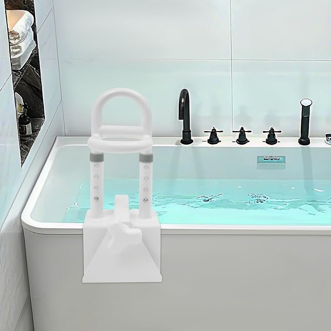 Bathtub Safety Rail, Adjustable Height Bathtub Handle Grab Bar, Sturdy Clamp-On Tub Grab Bar with 300 lbs Capacity, Bathroom Safety Rail for Family