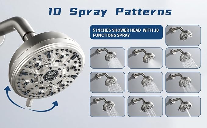 3 Handles Shower Faucet Set with Tub Spout Bathtub Shower Faucets Combo Set Shower System Complete Tub and Shower Trim Kit Brushed Nickel Shower Fixtures