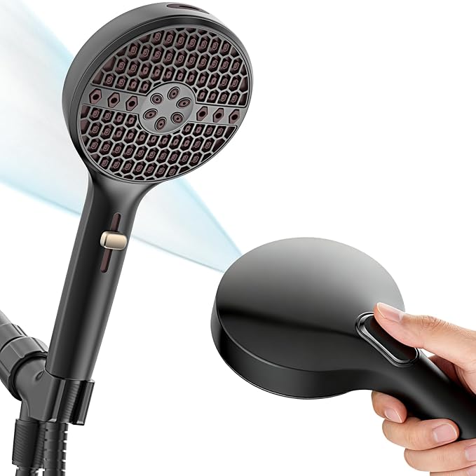 Matte Black Handheld Shower Head High Pressure with 9 Spray Settings & Power Wash Jet, 71" Extra Long Stainless Steel Hose, 360° Adjustable Dual Brackets for Low Water Pressure Home Bath