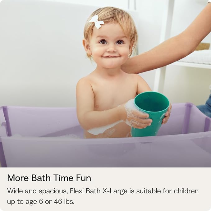 Stokke Flexi Bath X-Large Baby Bathtub, Sandy Beige - 31.5 x 15.7 x 9.4 in - Best for Infants & Toddlers - Lightweight, Foldable & Easy to Store - Convenient to Use at Home or Traveling