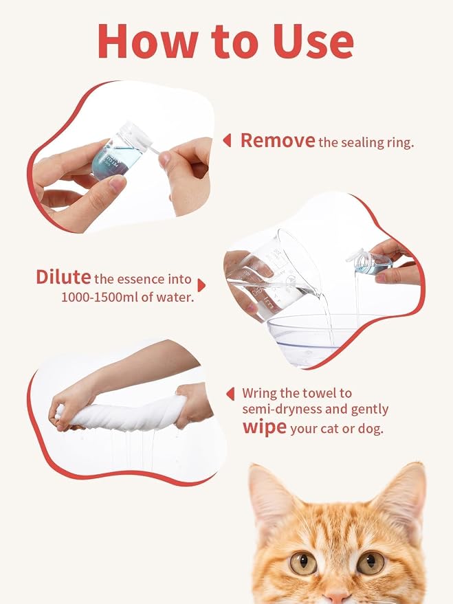 Concentrated Waterless Dog Shampoo & Cat Dry Shampoo, No Rinse Pet Grooming Serum, Plant-Based Gentle Formula, 8x12ml(0.4fl.oz) Travel Tubes, 4 Plant-Derived Scents for Sensitive Puppy Kitten