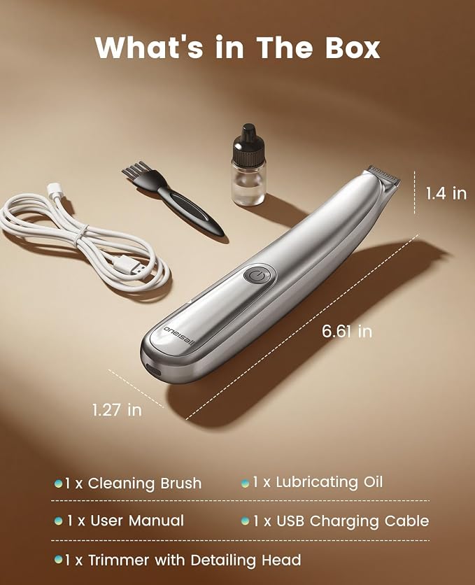 oneisall Dog Paw Trimmer with LED Light, 35dB Low Noise Paw Clippers for Dogs & Cats, 2-Speed 6500 RPM Cordless Rechargeable Trimmer with Curved Safety Blade for Between Toes & Sensitive Areas