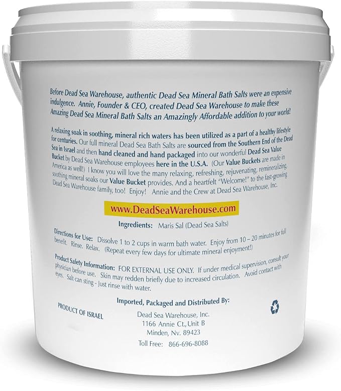 Dead Sea Warehouse-Amazing Minerals Dead Sea Bath Salts,100% Full Mineral Therapeutic Bath Salts, Detoxifying & Moisturizing, Exfoliating for Dry Skin, Unscented(5 lbs)