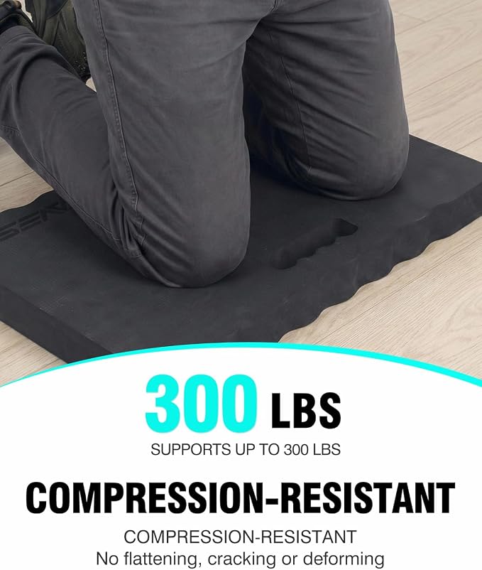 1.5" Extra Thick Garden Kneeling Pad, Comfortable Foam Knee Pad with Handle, Durable Supportive Knee Cushion for Gardening, Yard Work, Car Repairing, Workshop, Baby Bathing, 17.5"x11", Black