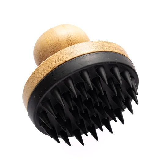 Doggy Style Small Bamboo Dog Bath Scrubber, Bamboo Handle with Soft Silicone Bristles, Shampoo & Massage Tool for Small & Medium Dogs