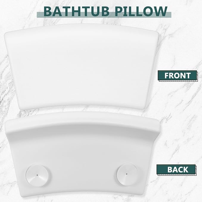 POPETPOP Bath Tub Pillow, Pu Bath Neck Pillows for Tub with 2 Suction Cups | Bath Essentials Neck Pillow for Head and Neck Support, Wave Bath Pillow for Home, Salon, Spa, Bathtub (11.59'' X 5.70'')
