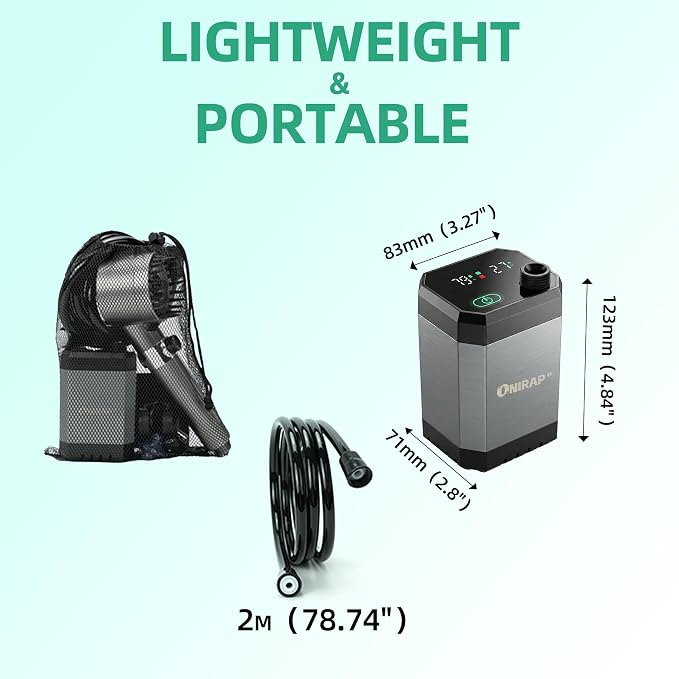 Portable Shower for Camping with Rechargeable 8000mAh Battery, Intelligent LED Display, 4 Spray Modes