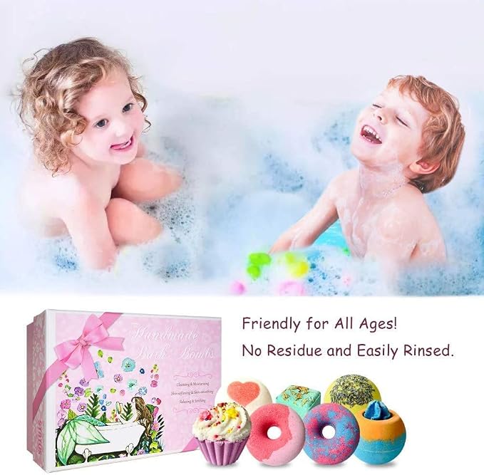 STNTUS INNOVATIONS Bath Bombs, 7 Natural Bath Bomb Gift Set, Bubble Bathbombs for Women Kids, Shea Butter Moisturize, Gifts for Mom Her Girlfriend, Mothers Day Gifts, for Birthday Valentines Christmas