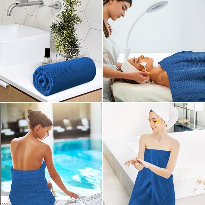 HOMEXCEL Bath Towel Set Pack of 4, 30 x 60 Inches Large Microfiber Bath Towels, Soft, Absorbent, and Quick Dry Towels for Bathroom, Pool, Beach, Swim, and Yoga, Large Bathroom Towels, Blue