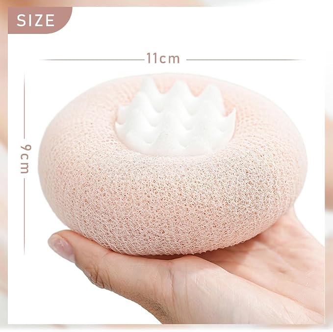 Super Soft Sunflower Suction Cup Bath Ball, 2026 Upgraded 2-in-1 Sunflower Bath Ball Exfoliating Bath Sponge Cleaning Brush, Sponge Mesh Pouf Shower Ball for Women, Men Shower (Apricot+Purple)