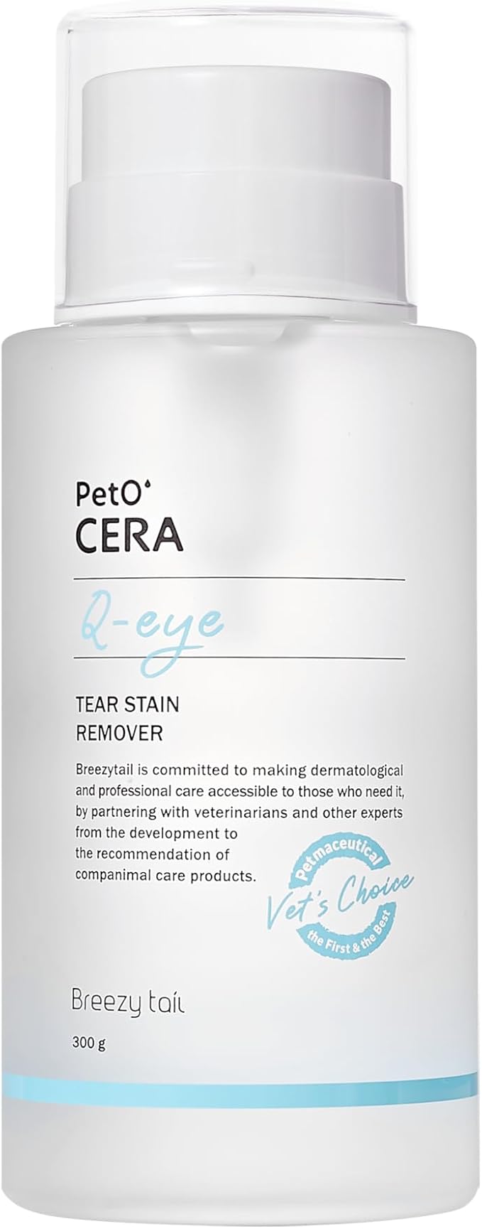PetO’Cera Q-Eye, Eye Stain Remover for Dogs and Cats, Removes Tear Stains, Discharge, Soothes, Neutralizes Odors, Vet Approved, Korean Pet Skin Care (10.1 fl oz, 300ml)