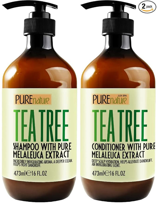 Tea Tree Oil Shampoo and Conditioner Set - Sulfate and Paraben Free Treatment for Oily Hair and to Help Reduce Your Itchy and Dry Scalp - Healthy Anti Dandruff Formula for Men and Women