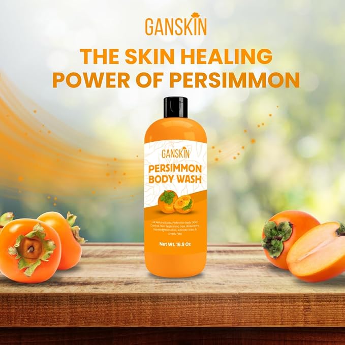 Persimmon Body Wash for Body Odor Control – Natural Deodorant Soap for Eliminating Odor – Underarms, Intimate Inner Thigh, Bikini Area, Smelly Feet – Purifying Deodorizing Soap, Kids Safe