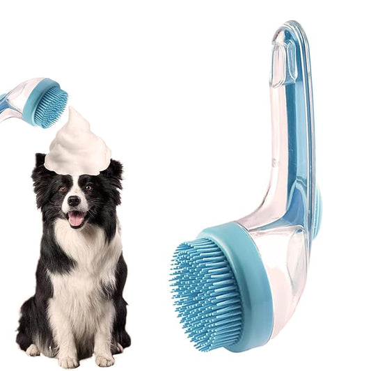 Brush with Soap Dispenser - 2-in-1 Dog Shampoo Brush & Massager,2025 Pet Bath Scrubber for Effective Cleaning and Grooming of Long/Short Haired Dogs and Cats During Bath Time-Blue