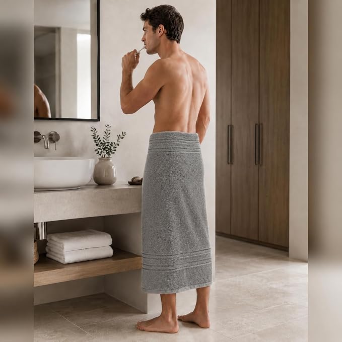 Terry Bath Sheet Set of 6 L Grey Bath Towels Set 35x70 Inches, 100 Combed Long Staple Cotton 600 GSM Highly Absorbent Ultra Soft Oversized Large Luxury Hotel & Spa Quality Bathroom Towels Set