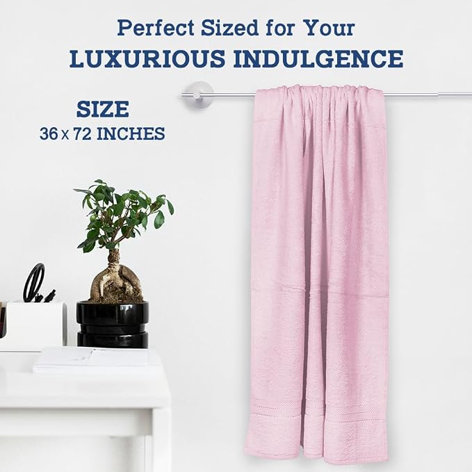 Casa Lino Bath Sheets Set Extra Large - 100% Cotton Extra Large Bath Towels - Highly Absorbent & Quick Dry Oversized Towels for Adults - 36"x72" - Pack of 2 - (Blush Pink)