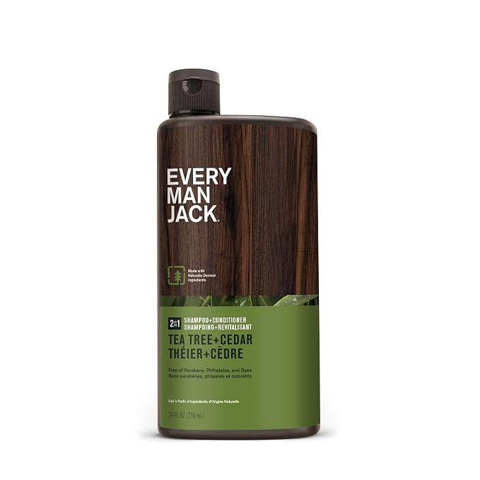 Every Man Jack Mens Shampoo and Conditioner 2 in 1 - Thickening Tea Tree - Moisturizing, Volumizing - Free of Parabens, Phthalates & Dyes - 24oz - 1 Bottle