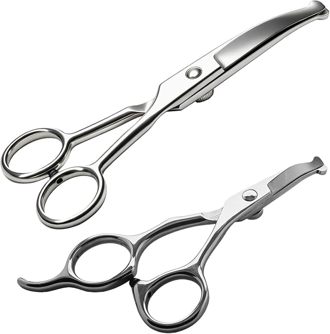 2 in1 Curved Dog Grooming Scissors Kit,5.5" & 5" Curved Down Pet Grooming Scissors with round tips for pets face and paw grooming