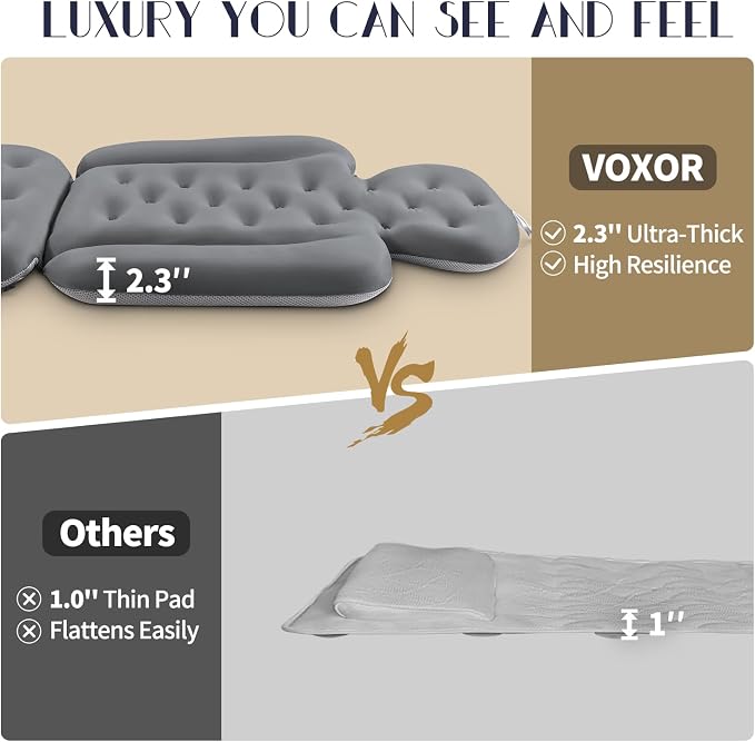 Full Body Bath Pillow for Bathtub, Thick Bathtub Cushion, Luxury Tub Pillow for Bath for Headrest Neck and Back Support Gray 51" x 16"
