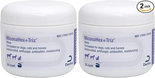 MiconaHex+Triz Wipes,2.25" round for Dogs,Cats and Horses,jar,50 Count (Pack of 2)