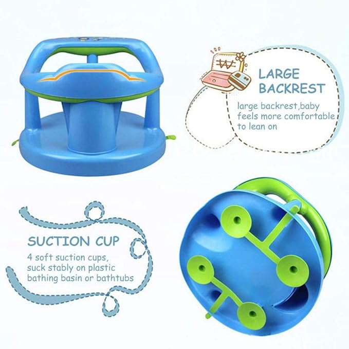 Newborn Infant Baby Bath Seat, Non-Slip Infants Baby Bath Chair for Bathtub, Cute Shape Baby Shower Chairs for Tub Sitting up, Surround Bathroom Seats for Baby 6-18 Months (Blue)
