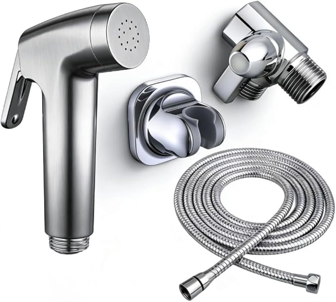 Dog Shower Attachment Kit with Handheld Sprayer – 8FT Flexible Stainless Steel Hose + Shower Arm Diverter – High Pressure Pet Bath Wand for Medium & Large Dogs, Long Thick Coat, Indoor All-Year Use